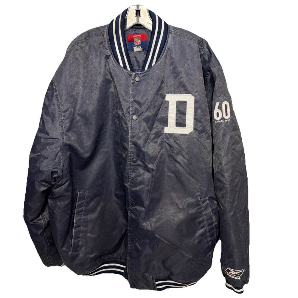 Dallas Cowboys NFL Reebok Vintage Gridiron Classic Men XLARGE Button Bomber Coat